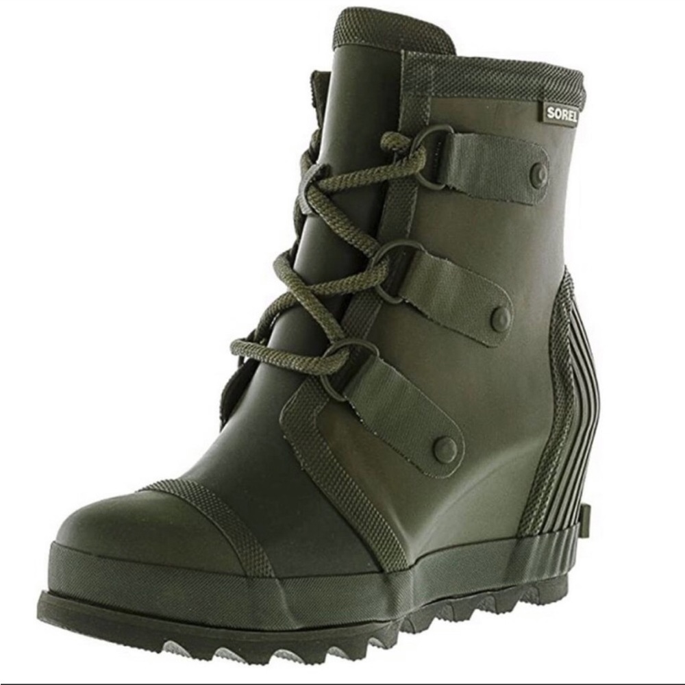 SOREL Wedge Rain Boots Dark Green
